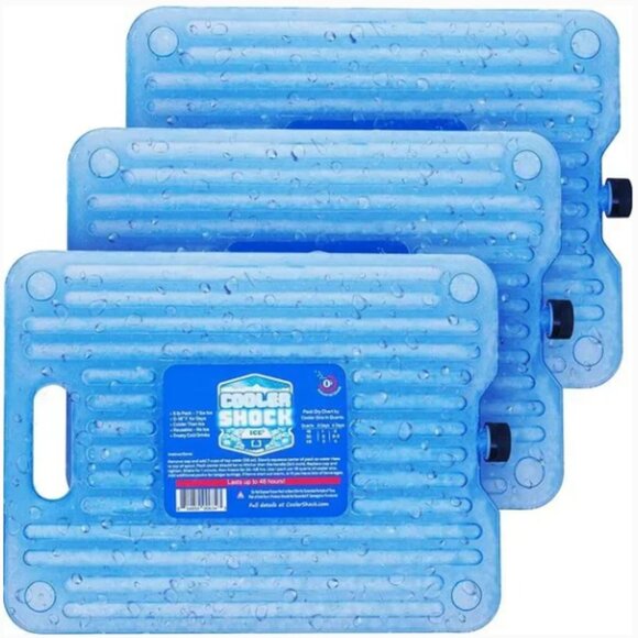 Cooler Shock Ice Packs Cooler 3 Reusable Long Lasting Cold Freezer Clear Large - Picture 1 of 14